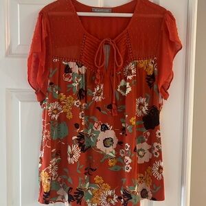 Fall Inspired Pretty Burnt Orange Blouse